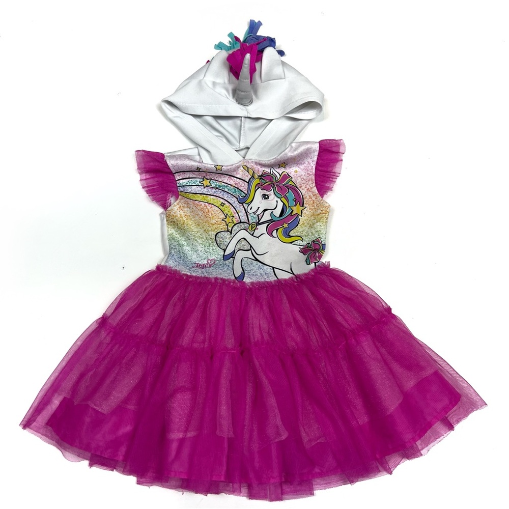 Nickelodeon Hooded Unicorn Dress Sz XS || Jo Jo Siwa White Tutu /Tulle poof - Picture 1 of 14